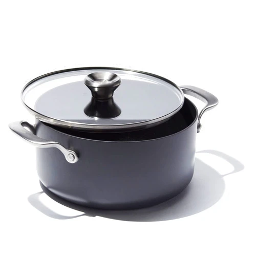 OXO Professional 5QT Stock Pot with Lid, Hard Anodized Ceramic Nonstick Cookware PFAS-Free, Stainless Steel Handles, Induction Suitable, Diamond Reinforced Coating, Dishwasher and Oven Safe, Black