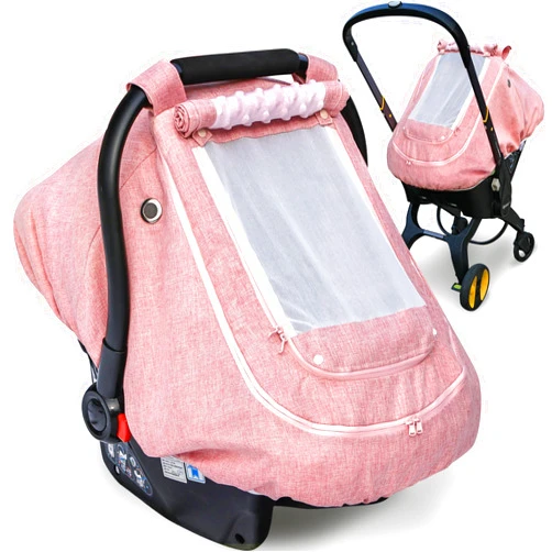 YVMVDV Waterproof Baby Car Seat Cover，Pink Cold Weather Carseat Cover for Babies,Infant Car Seat Cover Canopy for Girls, Windproof Car Seat Canopy for Girls, Keeps Babies Warm and Cozy