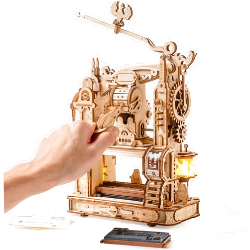 ROBOTIME Printing Press Wooden Puzzle, 3D Puzzles for Adults and Teens, Mechanical Wooden Model to Build, Unique Toy House Warming Birthday for Women/Men