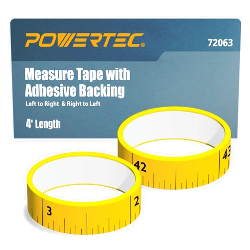 POWERTEC 72063 2 Pack 4' Measure Tape with Adhesive Backing, Left to Right and Right to Left, 1 of Each