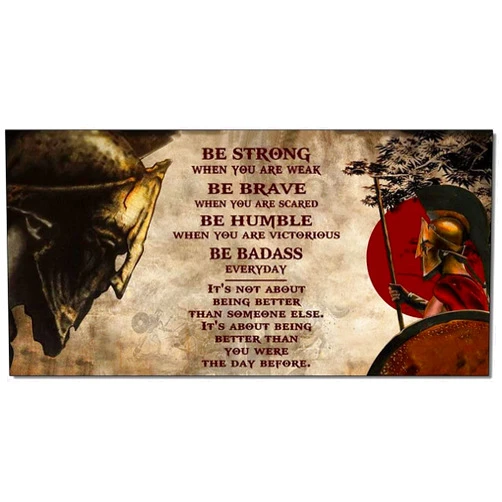 Sftghdrgsad Spartan Warrior Quotes Poster Motivational Poster Canvas Painting Wall Art Poster Bedroom Living Room Decor (12×18inch- Framed)