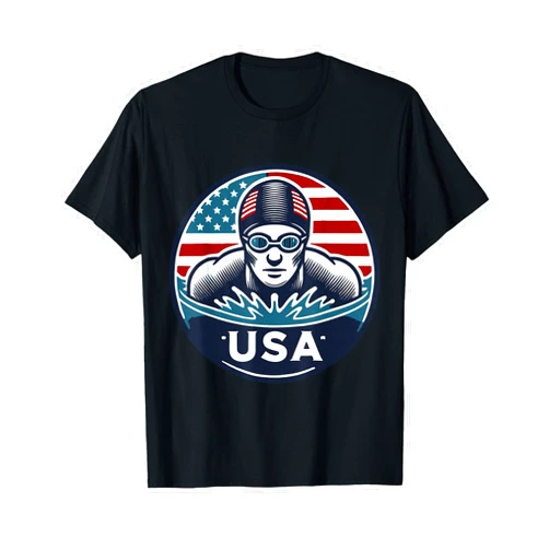Bioworld Team USA Olympic Swimmer Graphic Design T-Shirt