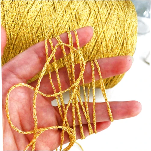CLISIL 100gram DIY Gold Yellow Lurex Thread Shining Yarn Glitter Sparkle Yarn Metal Yarn DIY Fancy Sparkle Yarn Crochet Knitting Sweater Scarf Bag Yarn Accessory Yarn
