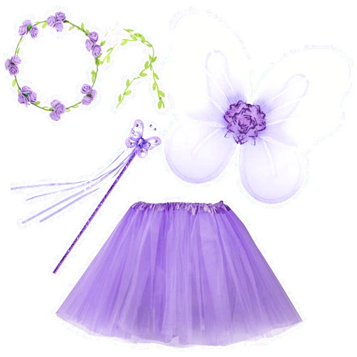 Haysandy Fairy Princess Costume Set, Include Headband, Butterfly Fairy Wing, Tutu Skirt, Butterfly Wand for 2-12 Years Girls, Birthday