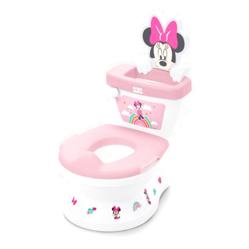 Bright Starts Disney Junior Minnie Mouse My Size Potty Training Toilet, Toddler Potty Chair with Flushing & Cheering Sounds, Removable Seat with Splash Guard & Handles, Ages 18+ Months, Up to 50 lbs