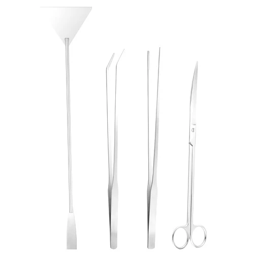Ohtomber Aquascape Tools Aquarium Kit - 4PCS Terrarium Supplies Include Long Tweezers for Terrarium, Feeding Tongs, Aquarium Scissors, Aquarium Algae Scraper for Fish Tank Cleaning Plant Trimming
