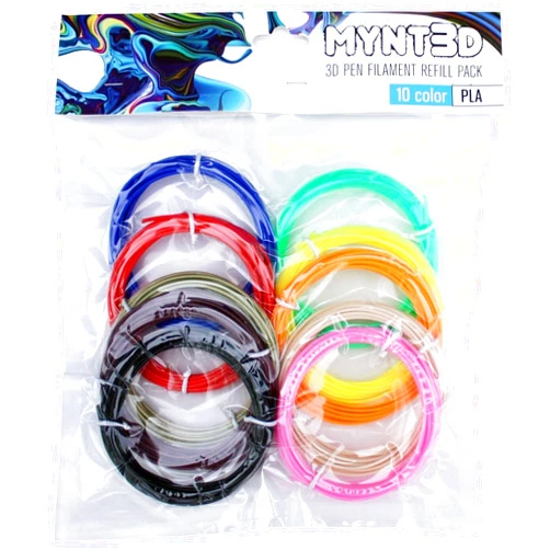 MYNT3D PLA 3D Pen Filament Refill Pack (10 Color, 3m Each)