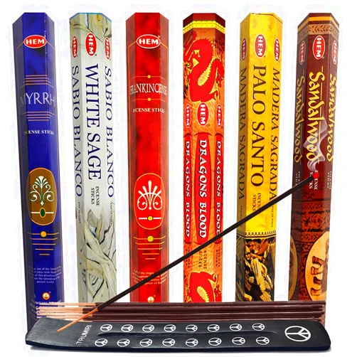 TRUMIRI Hem Incense Sticks Variety Pack #31 and Incense Stick Holder Bundle with 6 Classic Fragrances