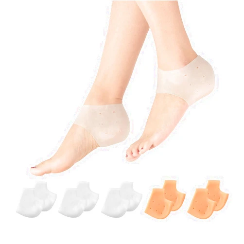 MADHOLLY 5 Pairs Silicone Heel Protectors- Breathable Heel Gel Heel Cushions for Cracked Heel- Heel Cups Heel Cover for Heel Repair Women Men