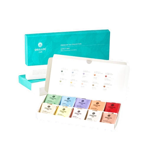 OSULLOC Premium Tea Collection (40 count, 10 flavors x 4 ea), Assorted Tea bag Sampler, Tea Gift sets for Tea lover, Self Care Gift Box, Premium Organic Pure & Blended Tea from Jeju