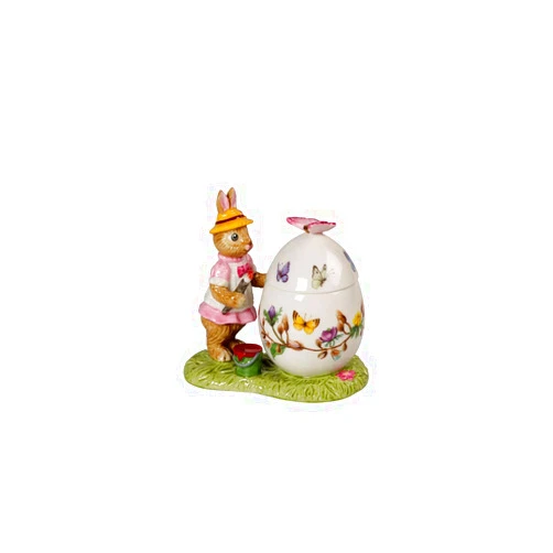Villeroy & Boch Covered Box Bunny Tales Egg Tin Anna Paints Figure for Easter Board in Hard Porcelain 11 x 6.5 x 10 cm, 11x6,5x10, Colourful