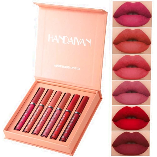 SEWOG 6Pcs Matte Liquid Lipstick Set Lip Stain Makeup, Long Lasting High Pigmented Nude Waterproof Non-Stick Cup Lip Gloss Kit for Girls Women Make up Gift Set