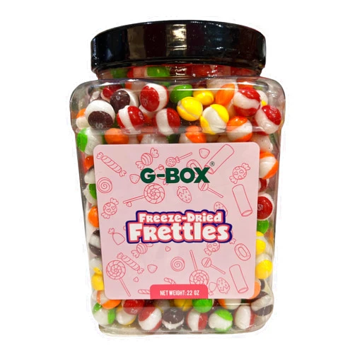 G-BOX 22 OZ Freeze Dried Frettles, Delightful Crunchy Fruity Flavorful Burst, Air-tight Sealed in a Grip Jar