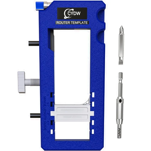 CYDW Door Hinge Jig, Door Hinge Router Template,Door Hinge Mortiser, Hinge Installation Kit Fits 3” to 5” Length and 1/4” or 5/8” Thickness Door Hinge, Blue