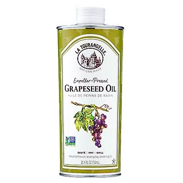La Tourangelle, Expeller-Pressed Grapeseed Oil, High Heat Neutral Cooking Oil, Cast Iron Seasoning, Also Great for Skin, Hair, and DIY Beauty Recipes, 25.4 fl oz Bottle Grapeseed Oil 25.4 Fl Oz (Pack of 1)
