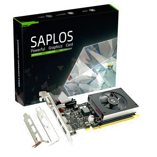 SAPLOS GT 730 4GB Graphics Card, 2 HDMI, DisplayPort, VGA, DDR3 64-bit, Low Profile Video Card PC, Computer GPU, Low Power, PCI Express x8, DirectX 12