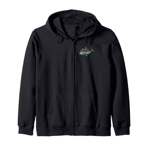 Visit The Steampunk Odyssey Apparel STEAMPUNK WHALE ODYSSEY Fantastical Mechanical Intricate Zip Hoodie