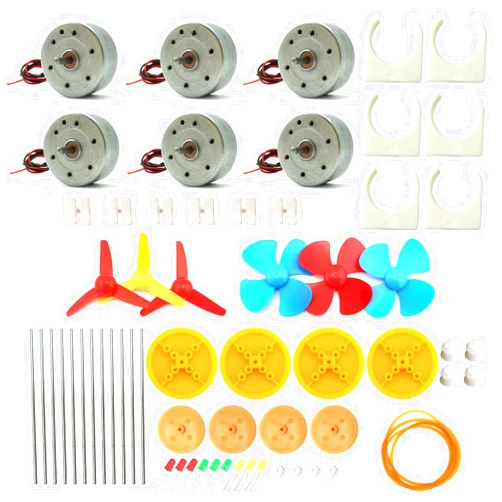 EUDAX 6 Set Mini Generator Motors 3V-12V DC Motor Electric Motor with Propellers Fan Leaf for DIY Electronic Toys Wind Turbine Hand Cranked Power Model School Project Educational Physics Experiment