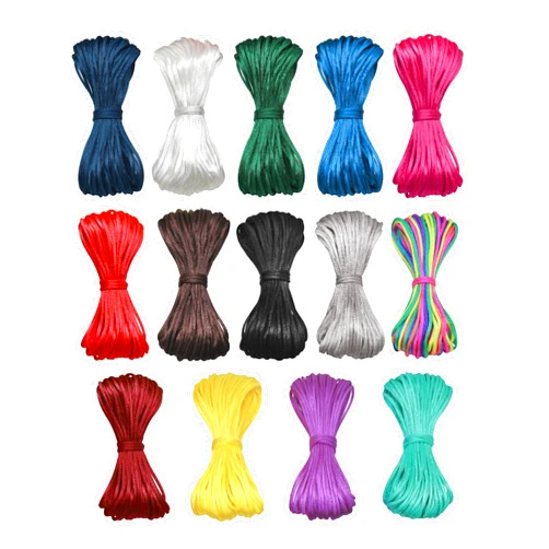 ZhXu Shuo 2mm Satin Nylon Trim Cord, Rattail Silk Cord,14 Bundles 140 Yards Assorted Colors Nylon String for Necklace Bracelet Beading Jewelry Making String Trim Cord, Chinese Knot, Kumihimo Rattail
