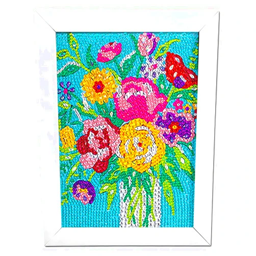 QIOUOL Flowers Diamond Art Kits for Adults Kids Beginners with Wooden Frame，DIY 5D Diamond Art Painting Kits for Teens Gem Painting Crafts, Gifts, Birthday Gifts and Home Office Decor