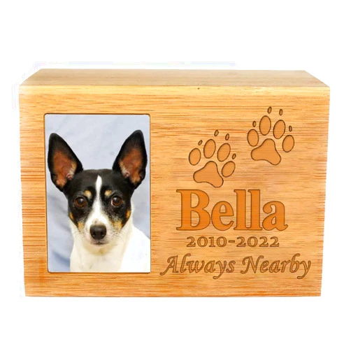 Zatanmulo Personalized Pet Memorial Urns for Dog or Cat Ashes, Small and Large Wooden Funeral Cremation Urns with Photo Frame, Memorial Keepsake Memory Box, Loss Pet Memorial Remembrance Gift