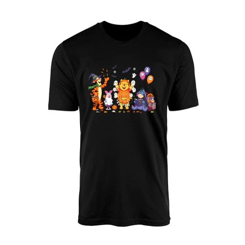 CLUTCHINK Funny Halloween Animal Costume T-Shirt – Cute Pumpkin & Ghost Friends Fall Tee – Trick or Treat Unisex Shirt