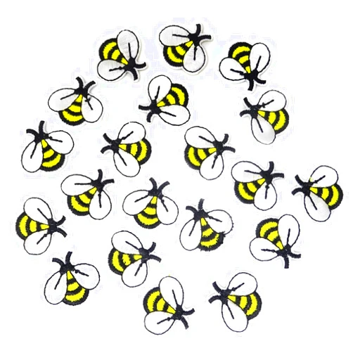 Honbay 20PCS Cute Bee Embroidered Patches Bee Shaped Decorative Patches Embroidered DIY Sew on/Iron on Appliques for Shirts, Coats, Jackets, Backpacks, Hats, Jeans