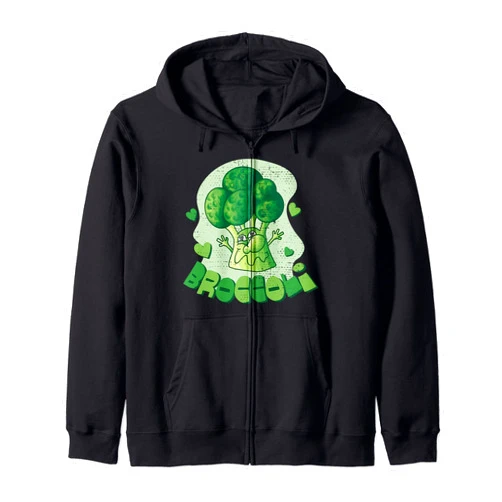 Eating Healthy And Delicious Broccoli Broccoli Vegetable Nutrition Facts Vegetarian Vegan Zip Hoodie