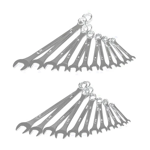 Grip 89358 MM/SAE Combination Wrench Set, Chrome, 24-Piece