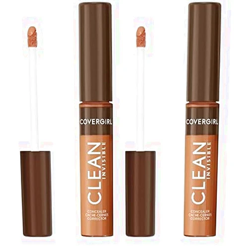 Covergirl Clean Invisible Concealer, Lightweight, Hydrating, Vegan Formula, Golden Caramel 180, 0.23oz (Pack of 2)