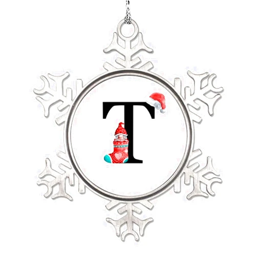 Godblessign Monogram Snowflake Ornaments Initial Letter T Christmas Decorations for Tree Santa Claus Gnomes Metal Personalized Christmas Ornaments 2022 Novelty Keepsake Gifts for Friend Women Wedding Anniversary