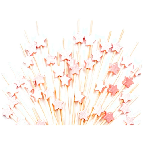 Brontothere Cocktail Picks 100 Counts Handmade Sticks Wooden Toothpicks Cocktail Sticks Party Supplies - Rose Gold Star