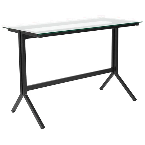 Flash Furniture Highland Collection Glass Computer Desk with Black Metal Frame