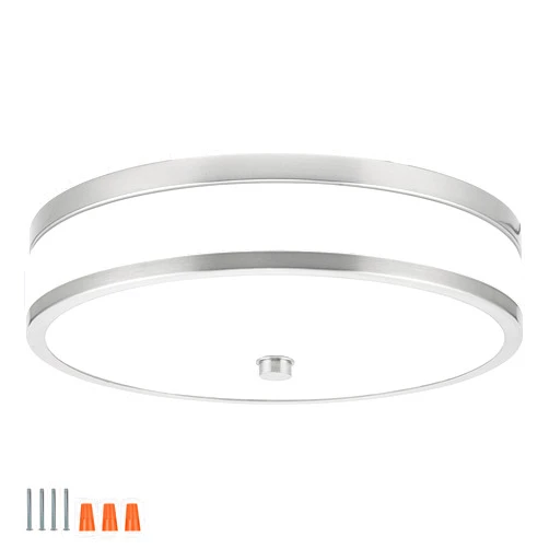 Design House Donohue LED Ceiling Light – Color Temperature Selectable Flush Mount Light Fixture – 15-Inch, Dimmable, Temperature Select 3000K/4000K/5000K – Satin Nickel, 587501