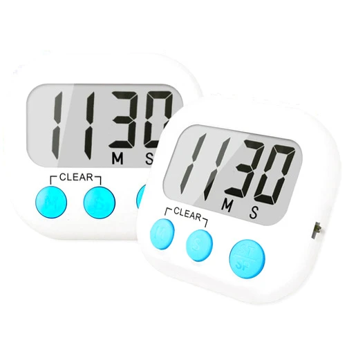 AOUCE 2 Pack Digital Kitchen Timer for Cooking Big Digits Loud Alarm Magnetic Backing Stand Cooking Timers for Baking White