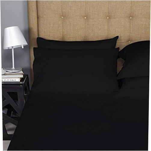 Sophia Cotton Club Heavy 1500-Thread-Count Pure Combed Cotton 4-PCs Sheet Set Fits Mattress 10-12'' Fully Elastic Deep Pocket (King Size) (Solid, Black)