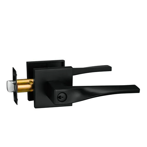 Berlin Modisch Sleek Series Entry Lever Door Handle Lock and Key Locking Lever Set [for Front Door or Office] Reversible Heavy Duty – Iron Black Finish