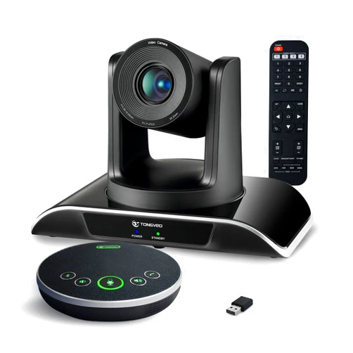 TONGVEO All-in-One Conference Room Video Camera System Bundle HD 1080P 60fps 3X Optical Zoom USB3.0 HDMI PTZ Camera and Bluetooth Conference Speakerphone with Microphones