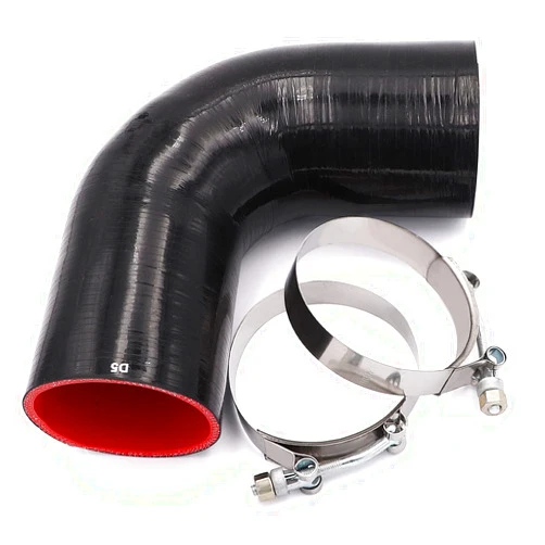 TuoLauthon 90 Degree 4-Ply Elbow Coupler Silicone Hose 3-inch(76mm) with T-Bolt Clamps for Turbo Intake Intercooler Pipe Length 102mm Thickness 5mm