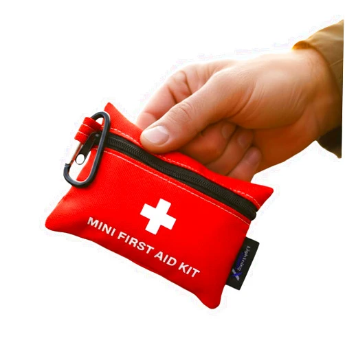 Lightning X Products Lightning X Mini First Aid Kit – Compact 20 Piece Emergency Medical Kit with Carabiner | Portable Water Resistant Travel First Aid Pouch for Hiking, Camping, Car, Backpack, Outdoor Survival
