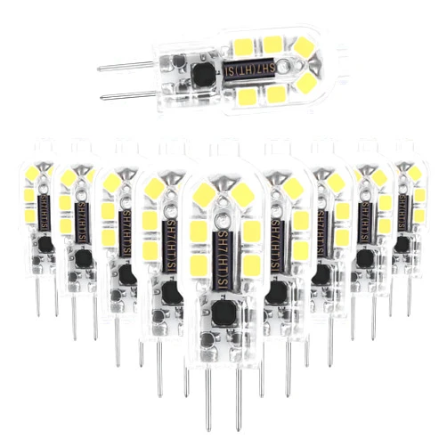 Hanbaak G4 LED Bulbs, 20W Equivalent Light Bulb, 1.5w 12V G4 Bi Pin Base Bulb, Daylight White 6000K, Non-Dimmable, 10 Packs