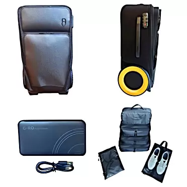 G Ro Travel G-RO Soft Side Carry-on Luggage, 22-inch International Cabin Size, with Removable Battery Pack and Packing Cubes - Carbon Fiber Edition Carbon Fiber Black/Gold