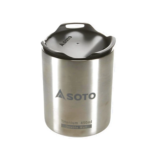 SOTO Aero 450ml Titanium Backpacker Mug with Lid - Double Wall Insulated Coffee Mug or Cup for Backpacking, Hiking, Picnic, or Travel