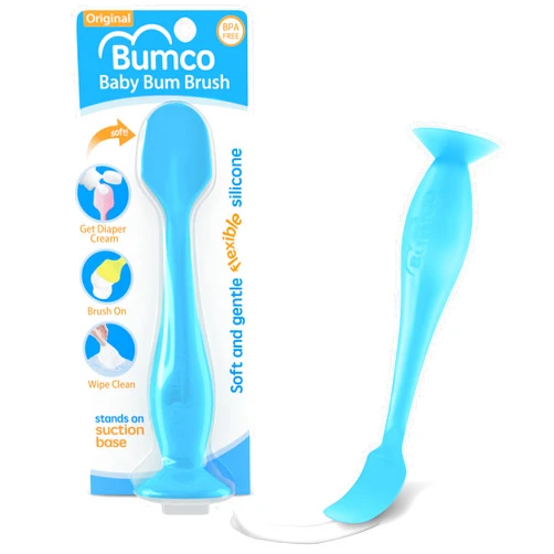 Baby Bum Brush Bumco Baby Bum Brush - BPA-Free Diaper Cream Spatula with Suction Cup Base, Soft & Flexible Silicone, Wipe-Clean, Mom-Invented Diaper Bag Essentials (Blue)