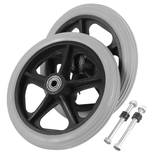 Healvian 2pcs Wheelchair Wheels Small Sturdy Wheels Fork Drive Wheels Universal Walker Wheel Wheelchair Rear Wheels Practical Wheelchair Wheel Replacement Lined Paper Tire Metal Front Wheel