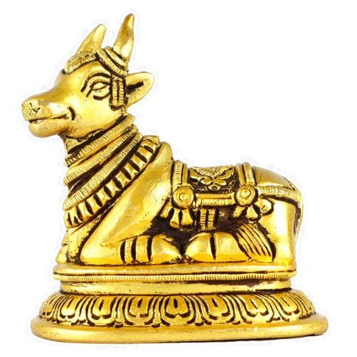 ASHIRWAD Nandi Brass Idol Statue Sculpture Murti God of Yoga Shiva Vahan Bull (Nandi-05)