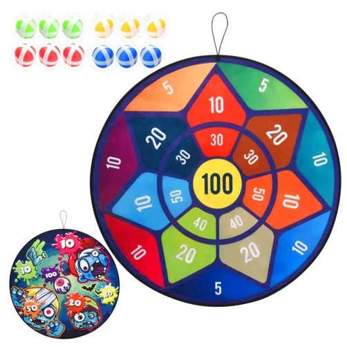 WEMOVE SPORTS 29” Dart Board for Kids – Reversible & Packable Large Kids Dart Board Reversible, Fun Dart Games, Easy Hang with Adhesive Hook 12 Balls Included. for Kids Ages 4-8, 8-12 Years Old - Zombie