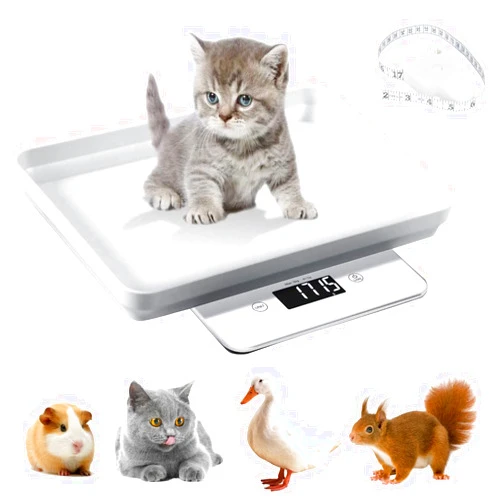 Qulable Digital Small Animals Scales for Weighing with Tape Measure, Detachable Tray Puppy Whelping Scale with High Precision Weigh Your Kitten, Rabbit, Multifunction Scales for Small Dogs Cats Crawl Pet