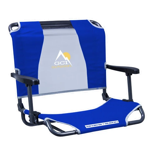 GCI Outdoor Big Comfort Stadium Chair | Portable, Folding Bleacher Seat with Back Support & Armrests — Royal Blue