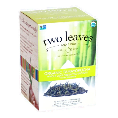 Two Leaves and a Bud Organic Tamayokucha Green Tea Bags, Whole Leaf Green Tea in Compostable Sachets, Japanese Green Tea, Light Flavor, 15 Count (Pack of 1)